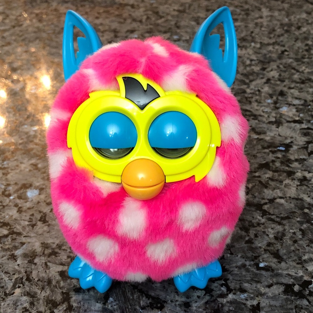 Hasbro Furby Boom White Pink Polka Dots and Yellow 2012